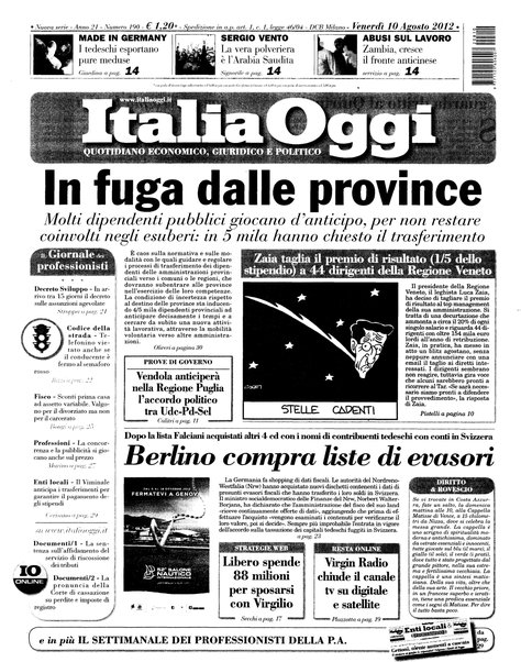 Italia oggi : quotidiano di economia finanza e politica